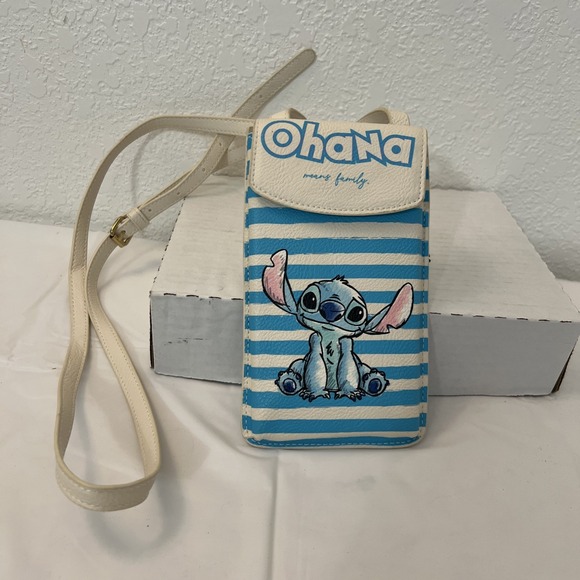 Danielle Nicole Handbags - Danielle Nicole Disney Stitch Ohana Tech Crossbody Bag Purse Blue‎ 7.25 X 4.25